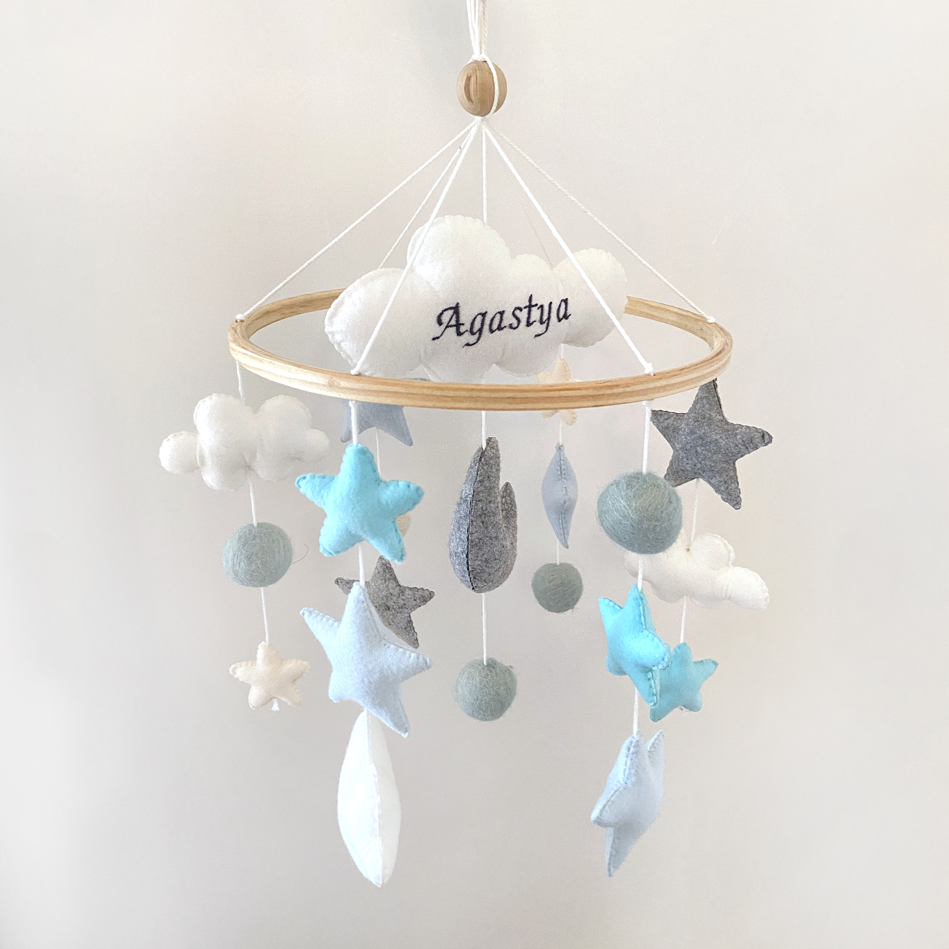 Stars Moon Cot Mobile Blue