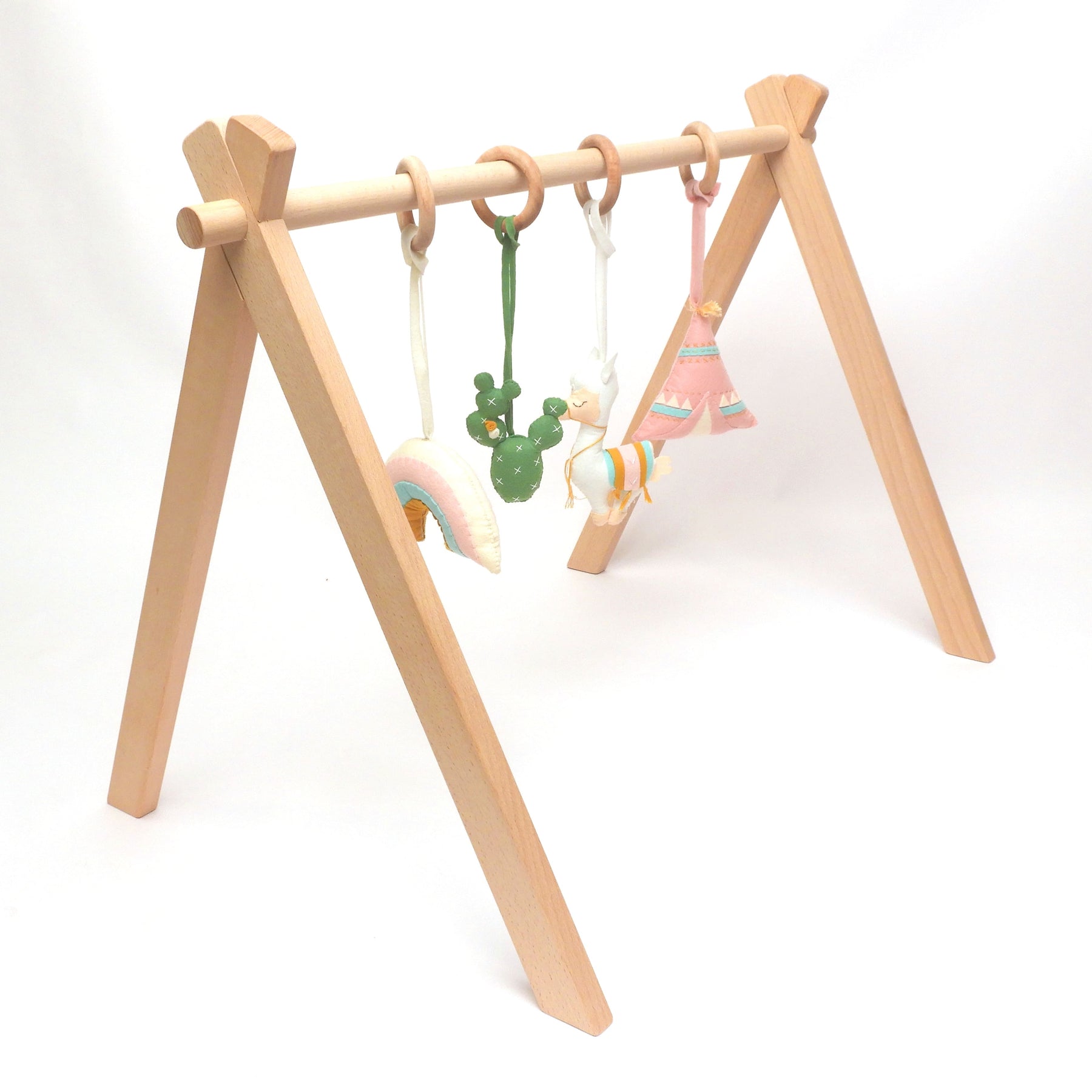 Baby Nursery Wooden Play Gym Foldable Baby Gym with Toys Play Gym Frame