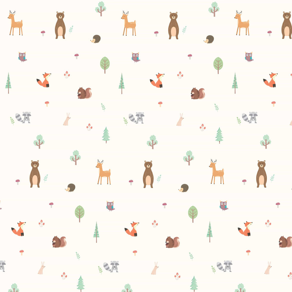 Baby Nursery Décor Neutral Woodland Animals Theme Wallpaper Design ...